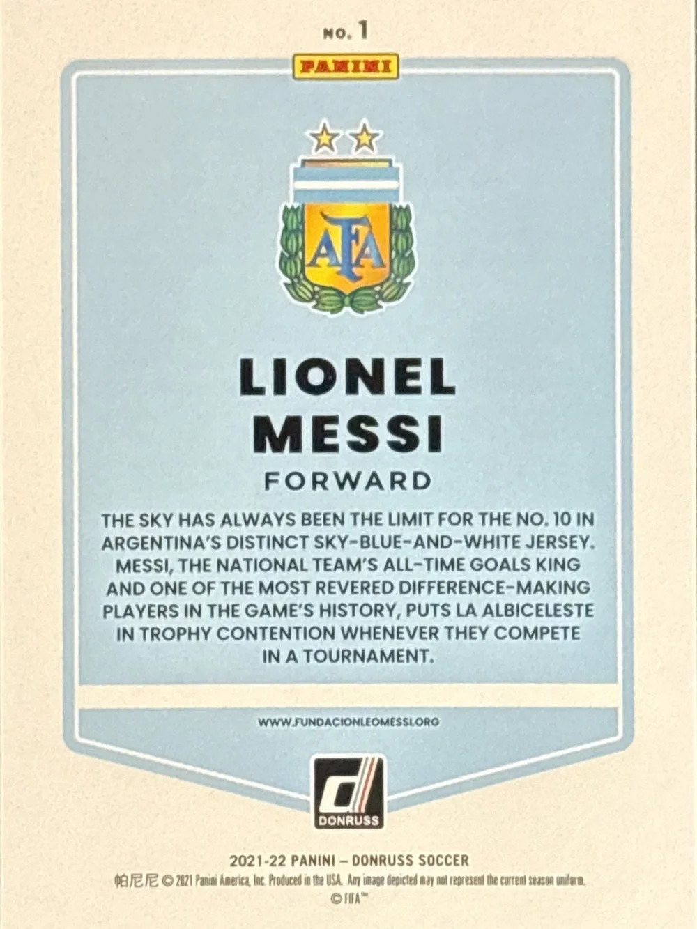 Panini Donruss Lionel Messi Trading Card